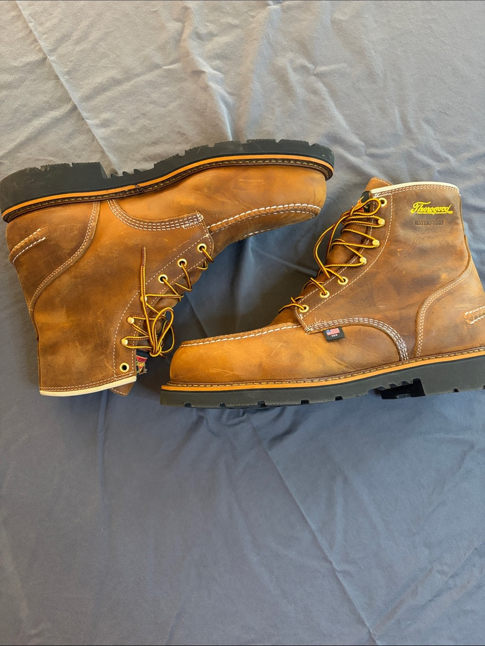 Thorogood Men's Brown Moc Toe Work Boots - Durable Lace-Up Leather waterproof